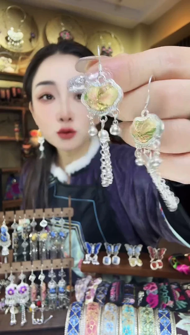 刺绣非遗刺绣民族风耳环