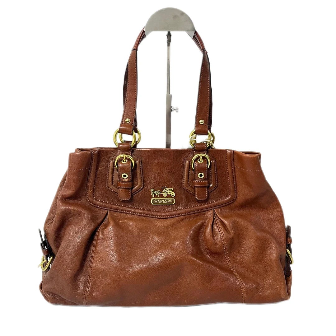 95新 COACH/蔻驰 棕色全皮单肩手提包 AF-10039-B