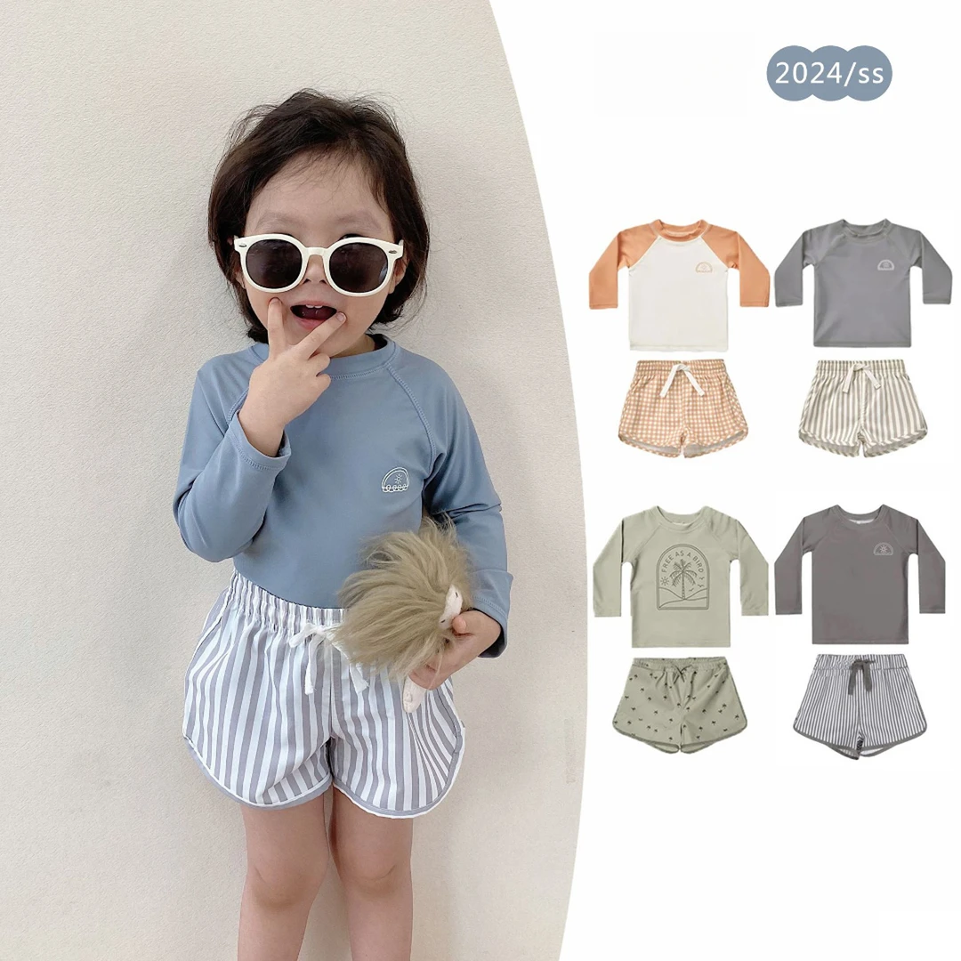 海边男童速干防晒分体儿童游泳衣套装宝宝泳衣男1-3岁婴儿泳衣