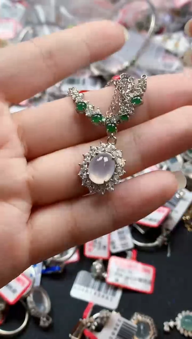 银S925镶嵌戒指翡翠天然A货缅甸翡翠