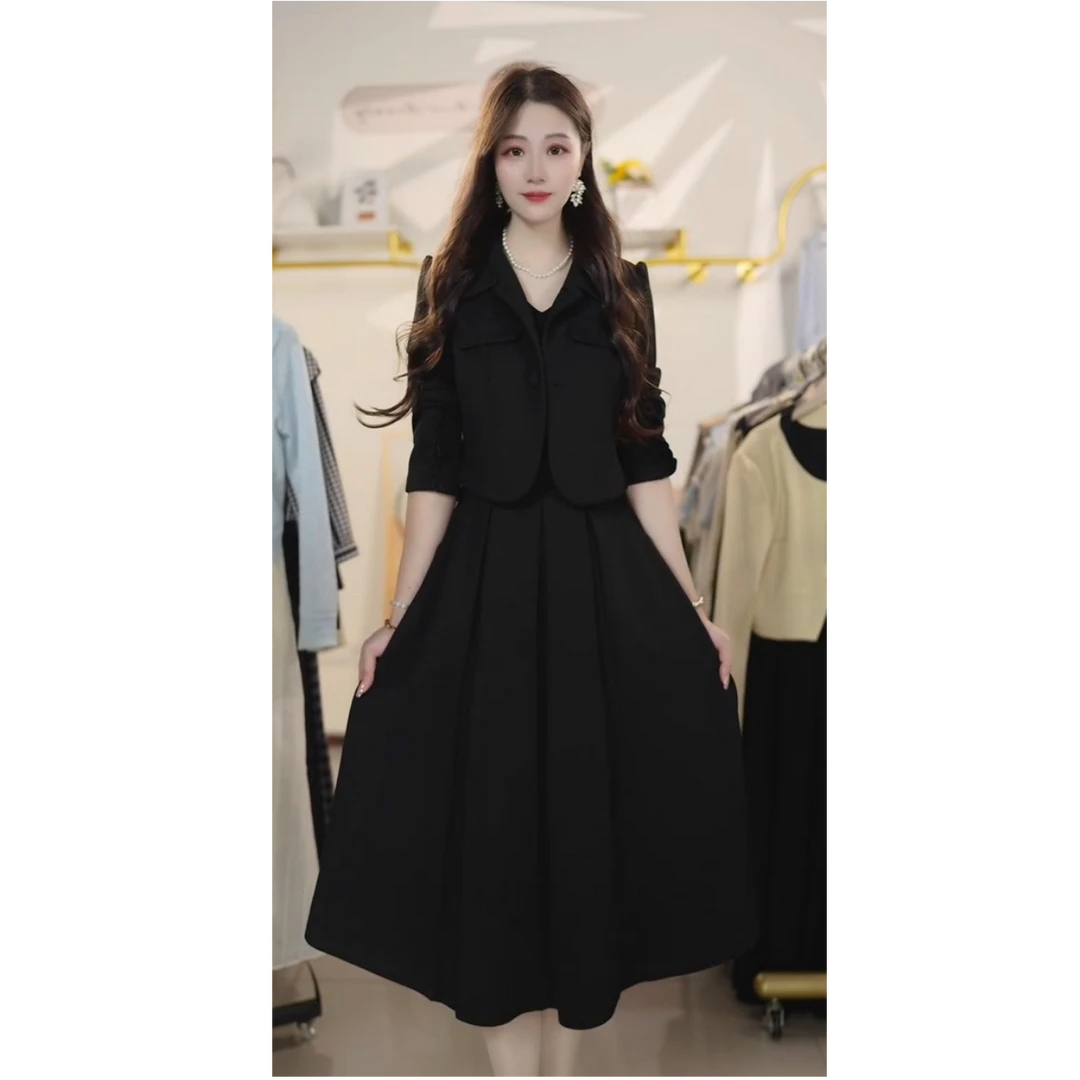 假两件连衣裙秋冬新款街头风时尚收腰洋气显瘦高腰Y549105