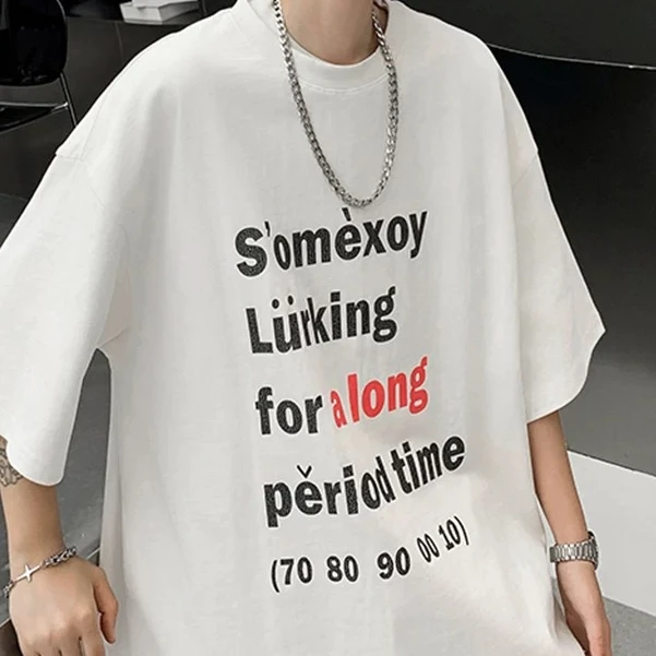 夏季字母夏季男半袖士圆领T恤男士百搭学院风休闲风