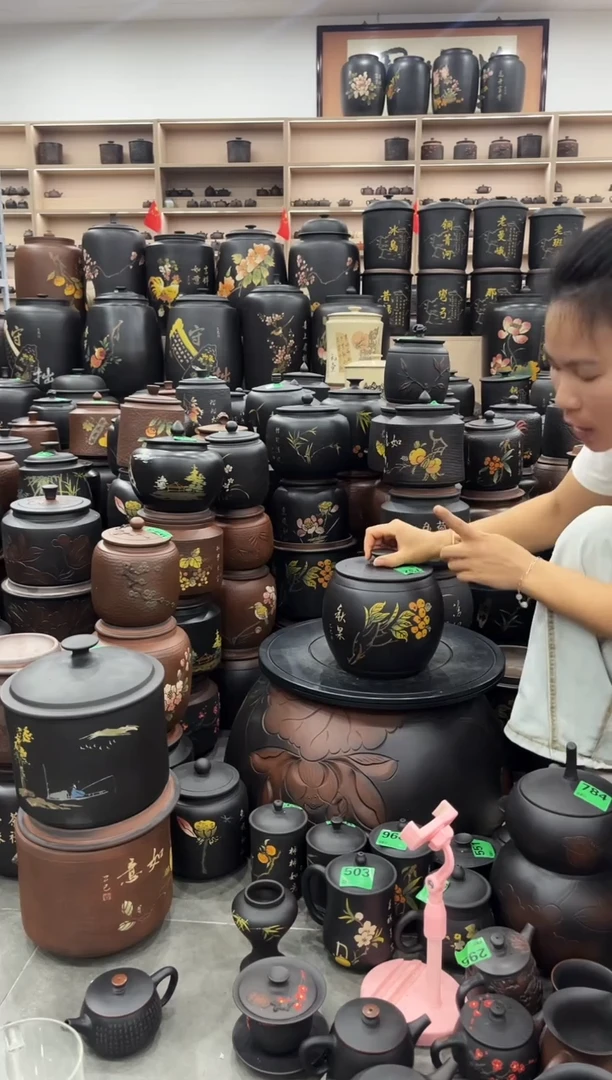 罐瑕疵茶叶罐  彩填腰鼓   732
