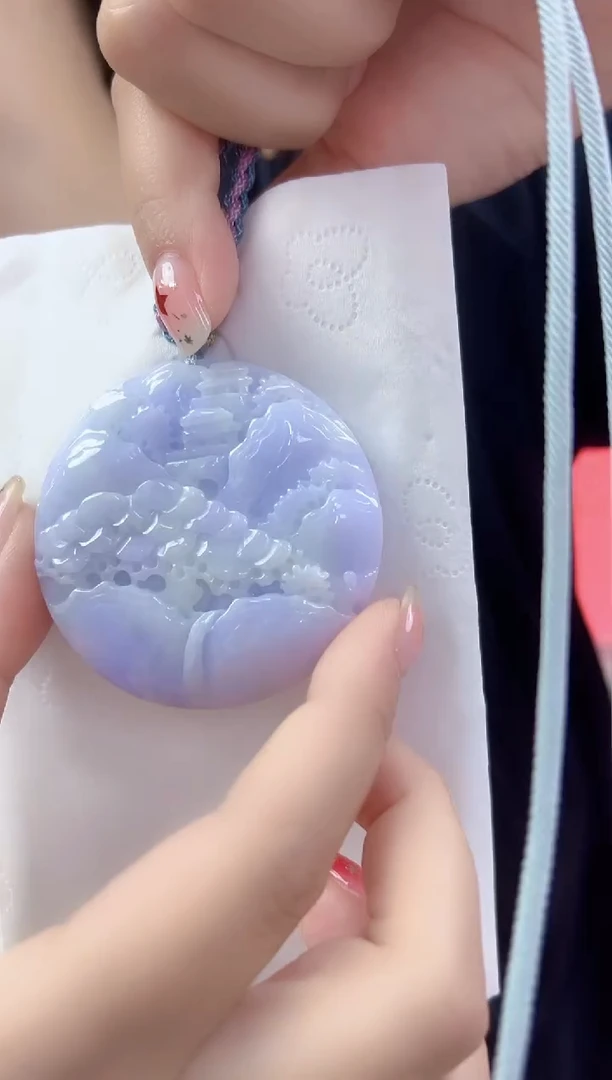项链未镶嵌翡翠孤品山水牌