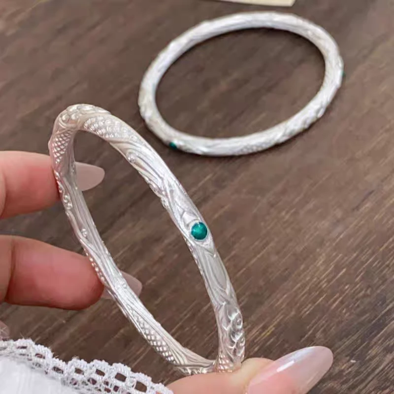 足银手镯 哪吒同款乾坤圈银手镯女纯银实心古法镯子国风2025新款