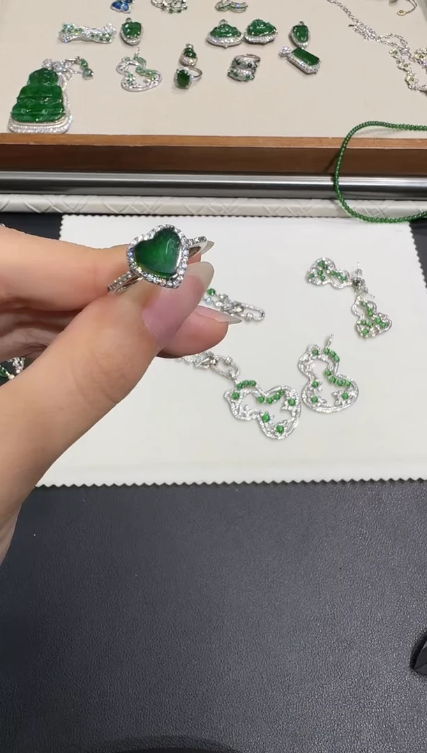 银S925镶嵌戒指翡翠X1007-886-296