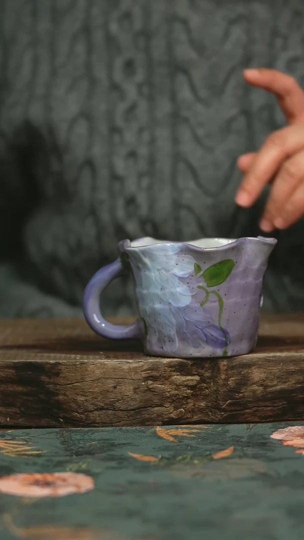 【闪购商品】瓷片杯釉下彩手工手绘同款陶器