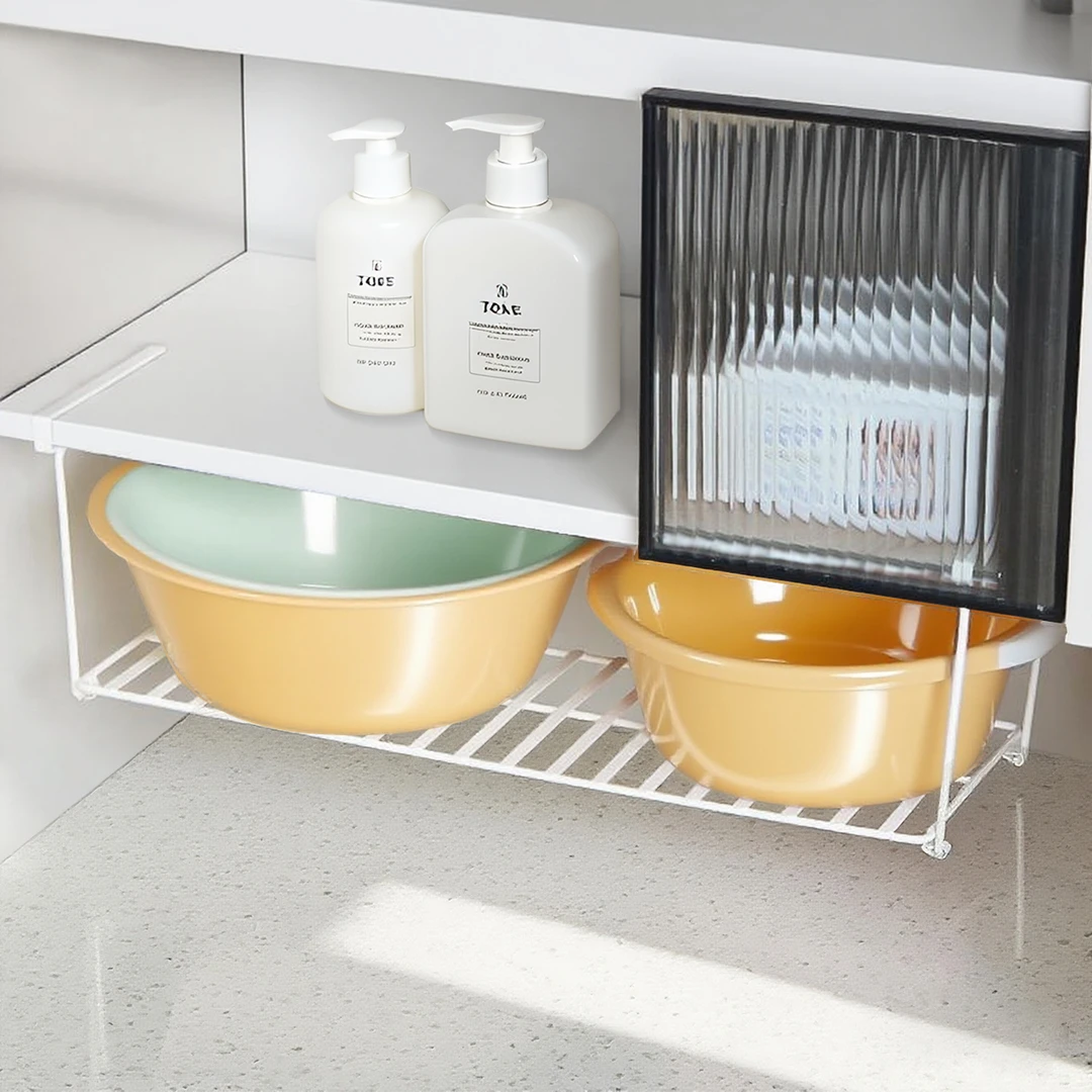 洗脸盆柜下置物架卫生间脸盆收纳架浴室免打孔悬空可折叠洗手盆架