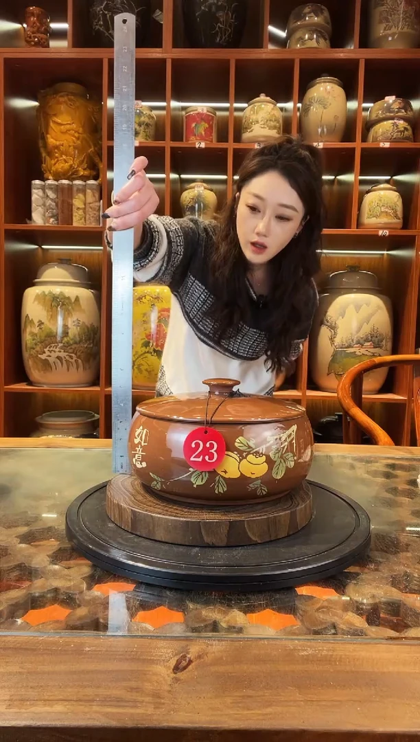 罐云南建水紫陶三饼茶罐@23