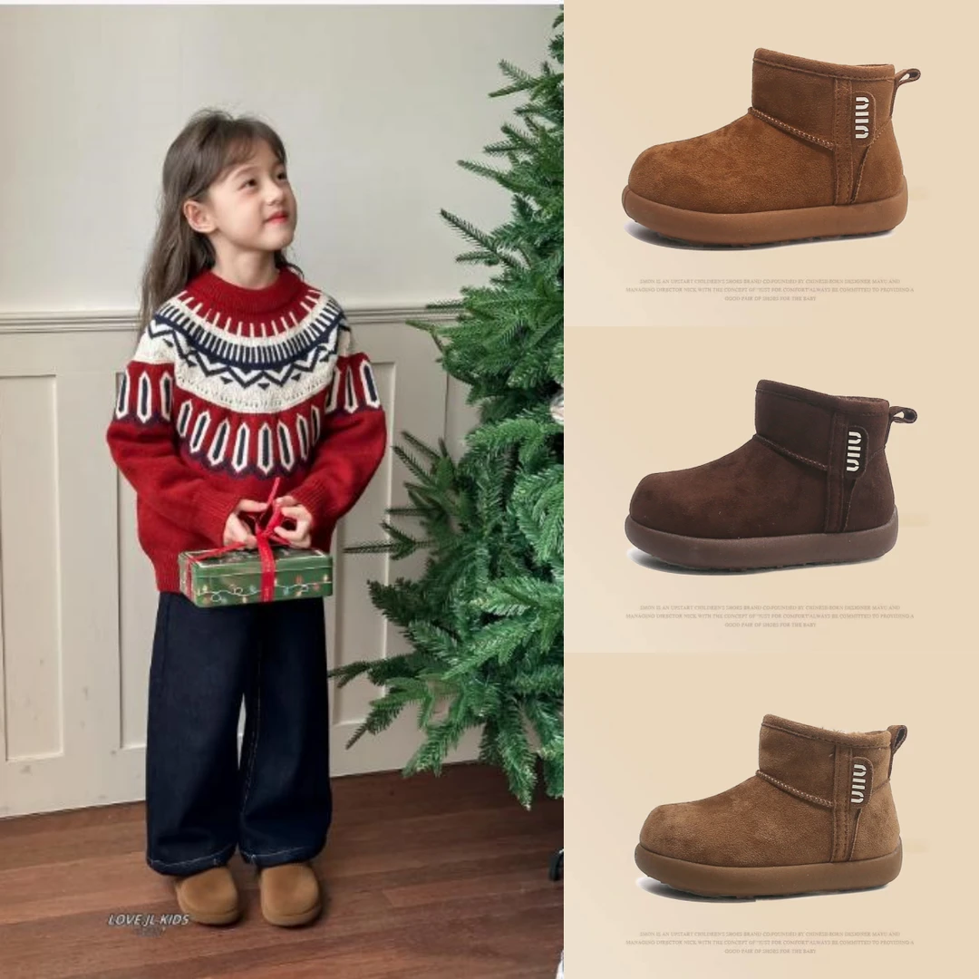 2025冬季儿童棉鞋加绒加绒加厚女童棉靴冬鞋雪地棉男童宝宝雪地靴