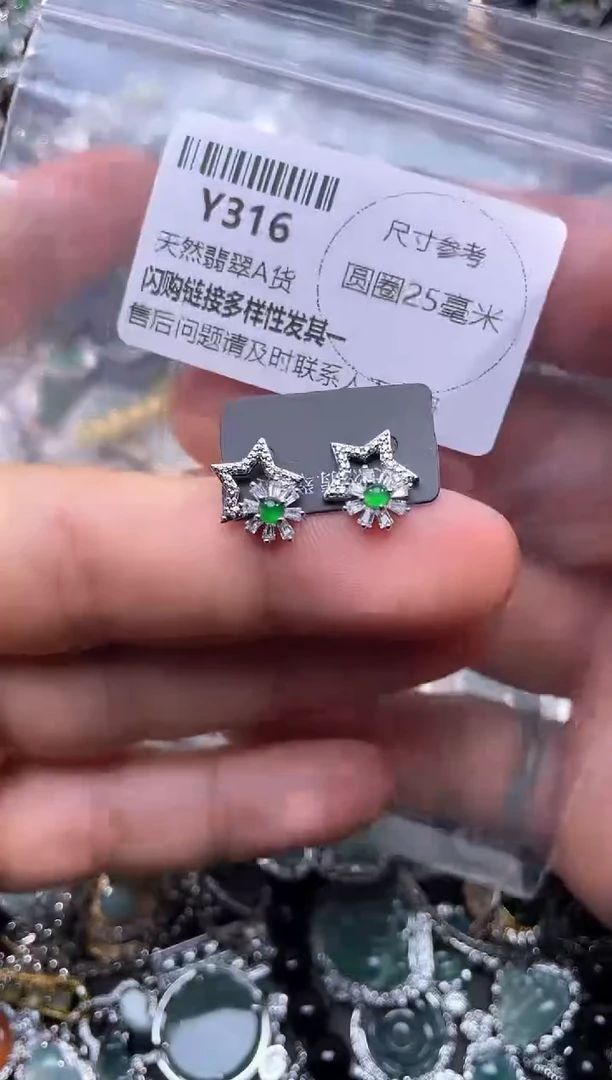 【闪购商品】翡翠颈饰未镶嵌Y316耳钉