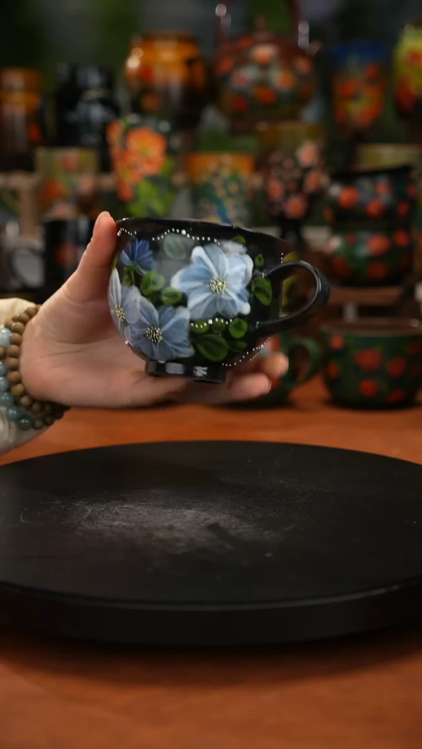 紫砂油画手绘釉下彩