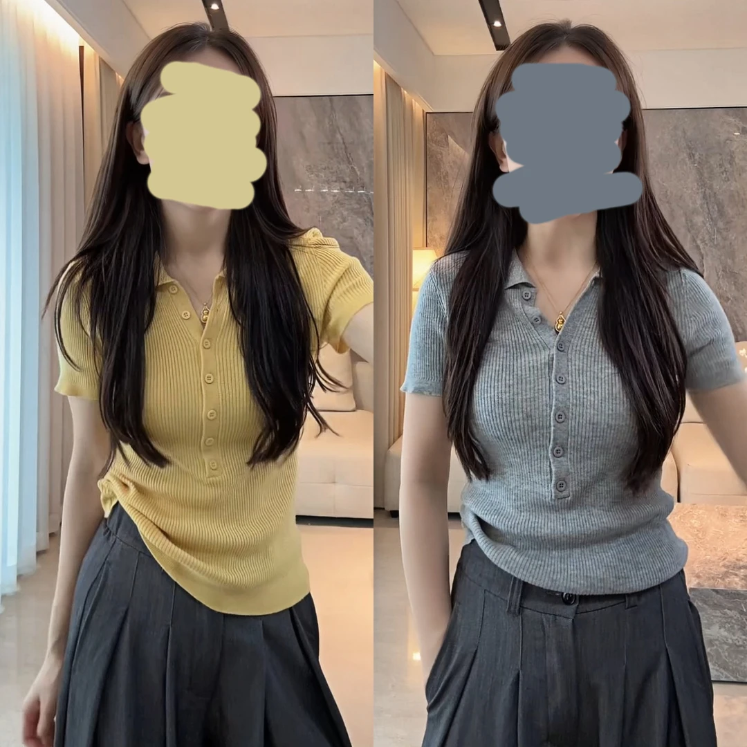 “质感至上”2025夏季新款针织上衣高级显瘦气质短袖t恤短款纯欲