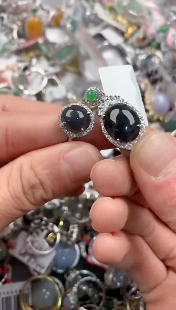 银S925镶嵌戒指翡翠888   9