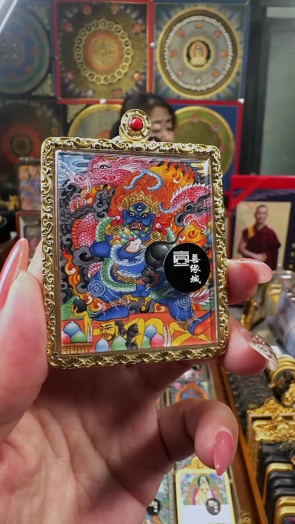 吊坠 壹善缘城手绘唐卡黑C防水