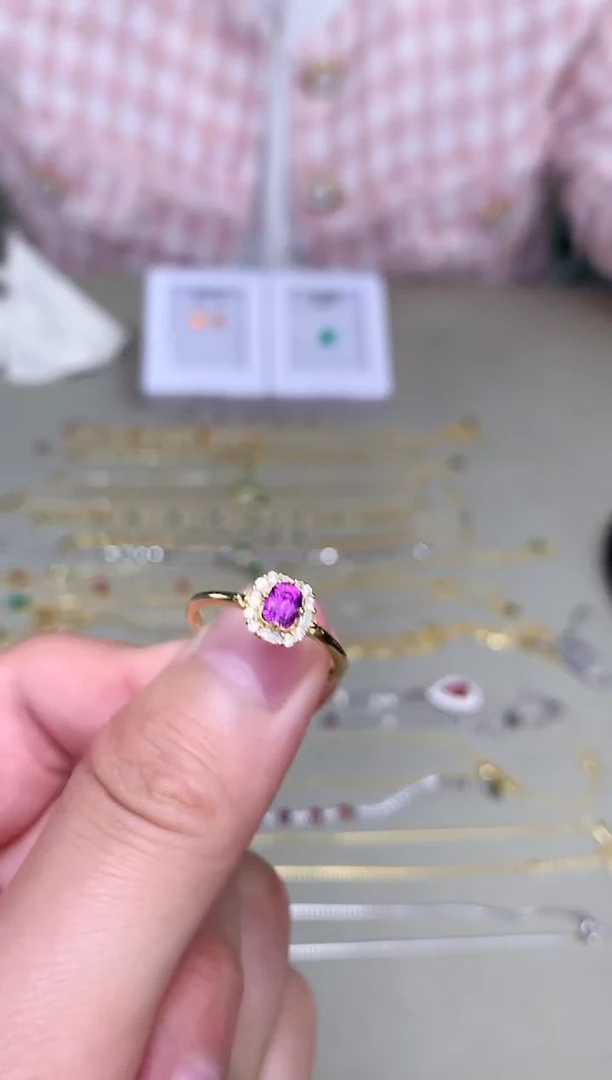 蓝宝石戒指银S925镶嵌戒指