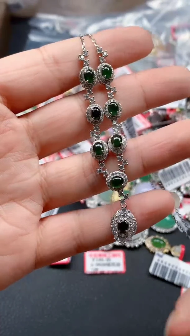 银S925镶嵌戒指翡翠天然A货缅甸翡翠