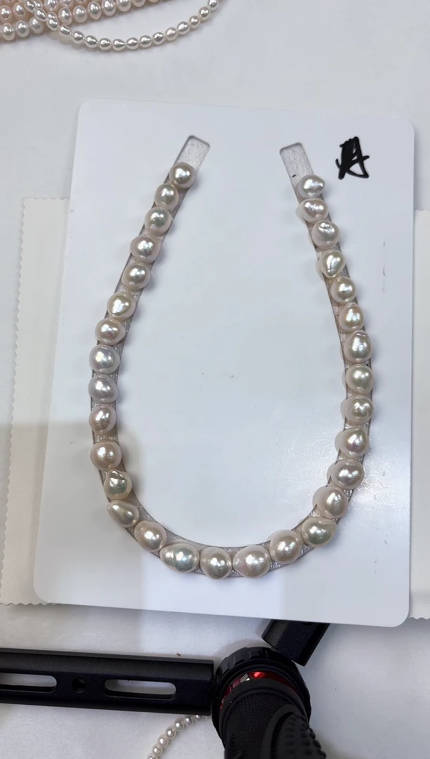 项链银S925镶嵌淡水珍珠银款淡水滑皮巴洛克珍珠项链