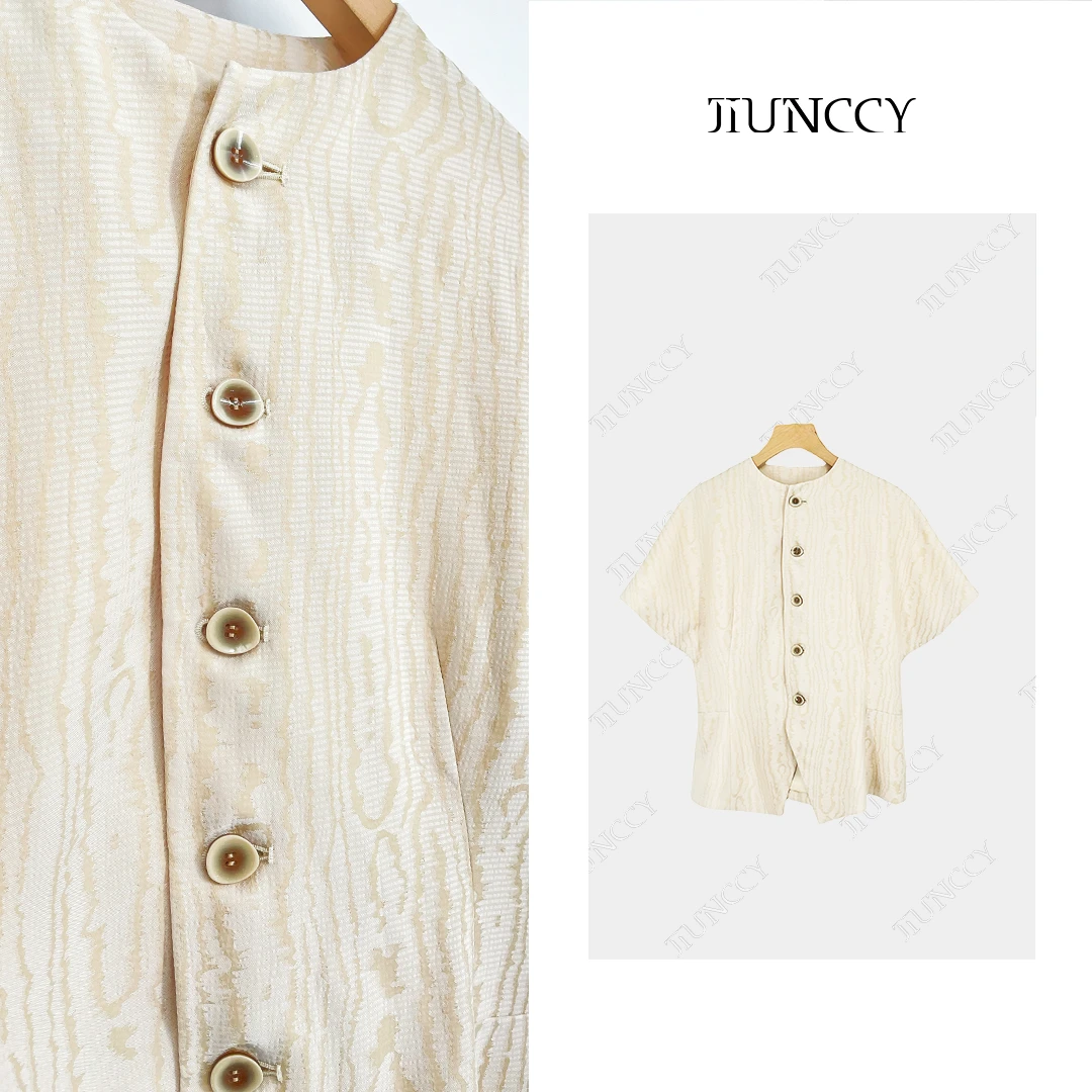 JIUNCCY 定制肌理凉感面料收腰立裁短袖外套 24CY098