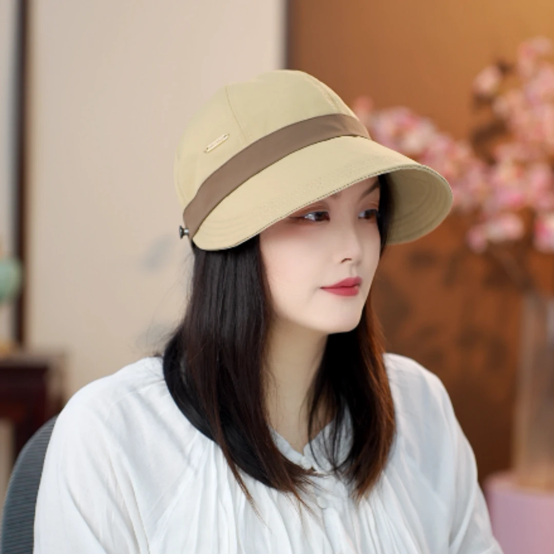 新款宽檐鸭舌帽女春夏天韩版百搭时尚渔夫帽日系休闲显脸小素颜帽