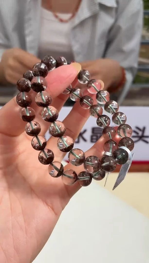 水晶手链未镶嵌9-9.8mm聚红幽灵手链多样性发其一