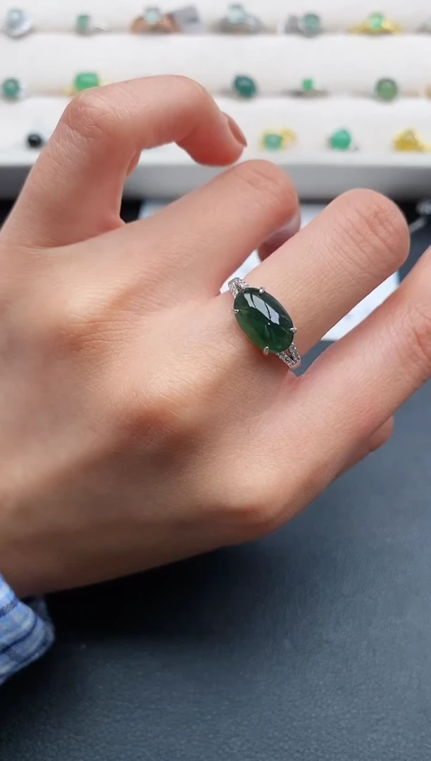 银S925镶嵌戒指翡翠444444444+6