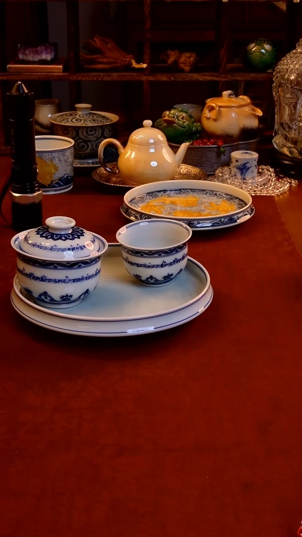 【手工手绘梵文宝相盖碗+主人杯】