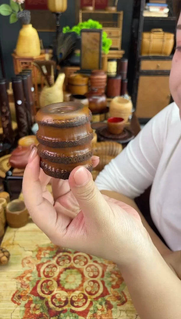 竹根盖置香插纯手工制作