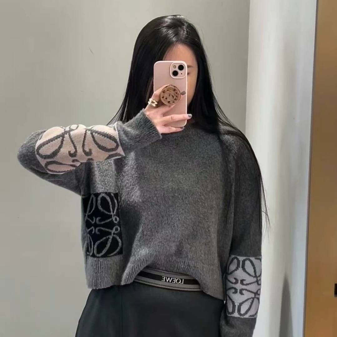 未使用 LOEWE/罗意威 花纹印花圆领长袖毛衣