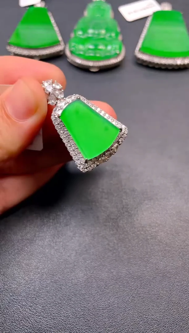 吊坠(不含链)银S925镶嵌翡翠dz1