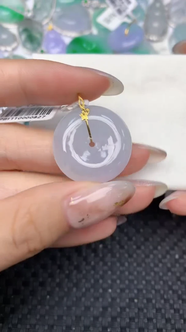 颈饰18K金镶嵌翡翠天然缅甸翡翠a货百元以上9元证书费自理