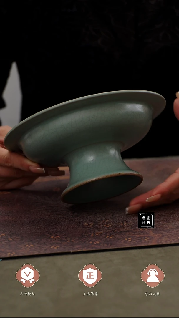 瓷片高足供盘 19.2cm  国非遗大师王君子