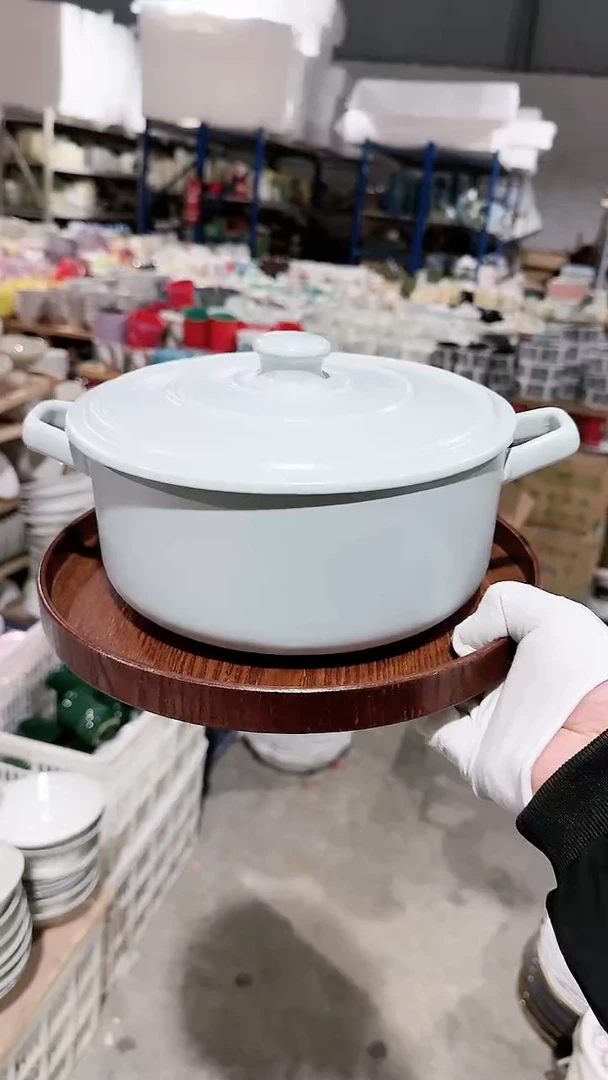 【闪购商品】瓷片带盖双耳汤碗微瑕 凑满20元包邮