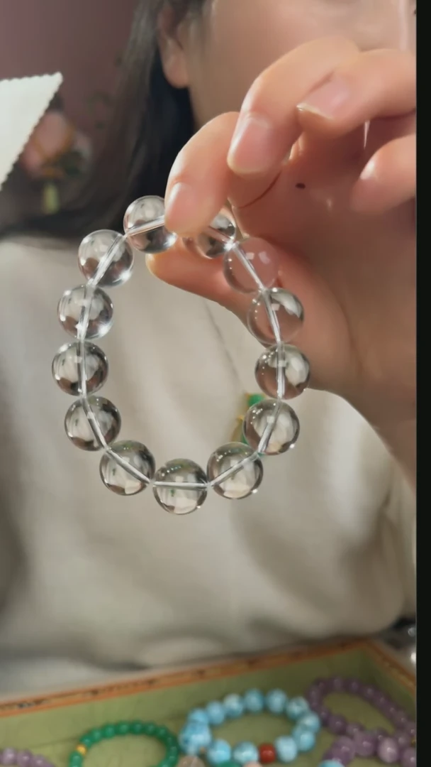 【闪购商品】水晶手串未镶嵌天然双A级白水晶手串16mm