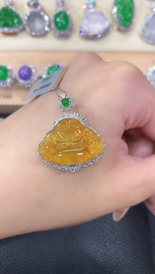 翡翠18K金镶嵌吊坠(不含链)夏日珠宝B55