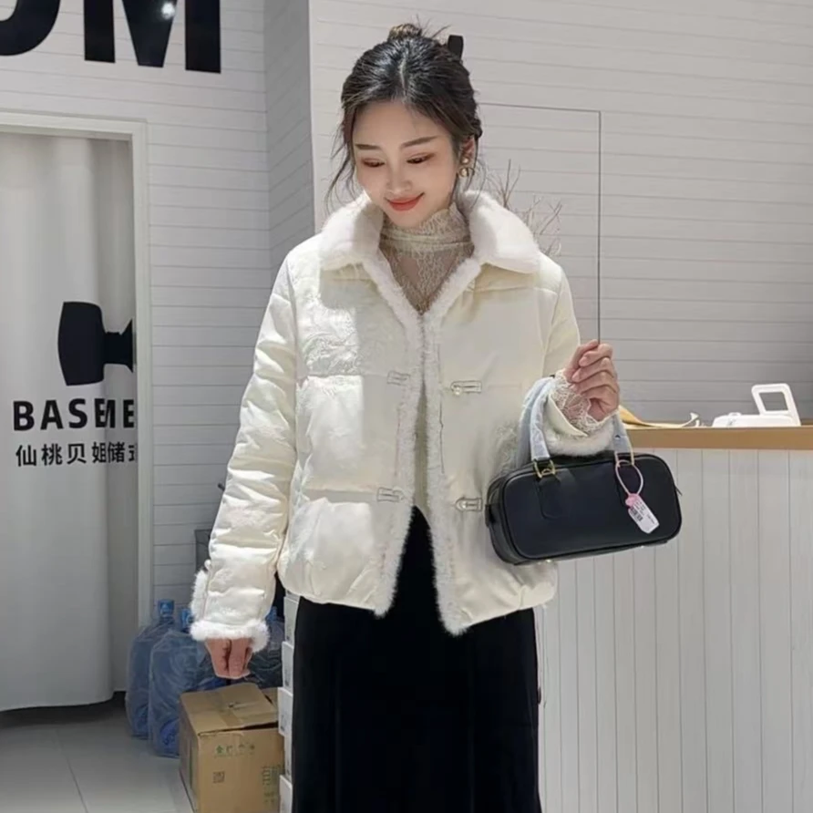 贝姐同款【国风盘口】时尚保暖百搭新中式翻领短外套8929