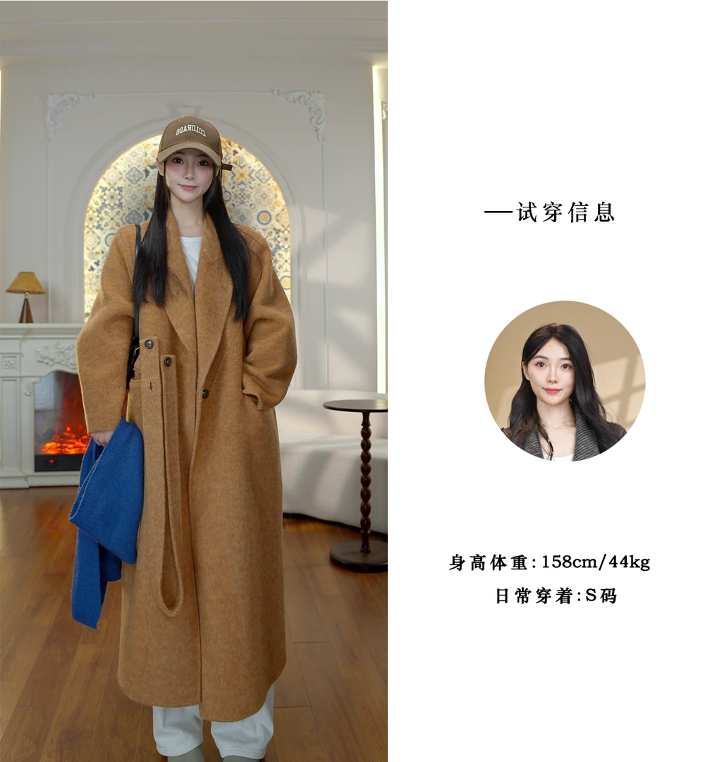 双面绵羊毛2025年新款气质韩版宽松大衣秋冬气质时尚设计师款