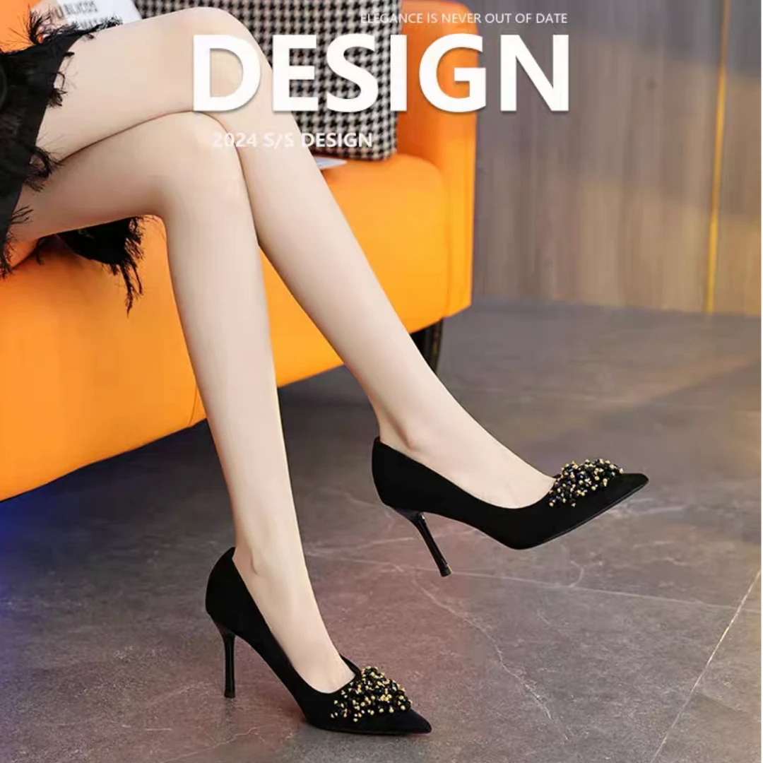 CASSISA.【5-9CM】898-523尖头水钻气质优雅百搭女高跟女鞋