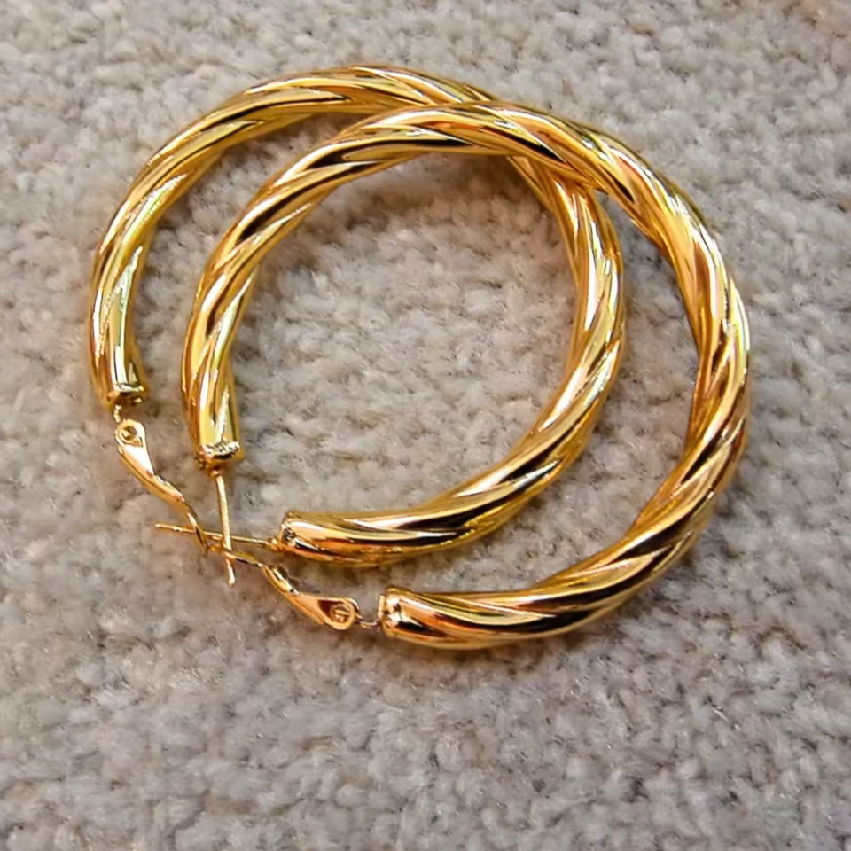 钛钢耳饰 阮大大高奢欧美耳环时尚轻奢大耳圈金色气质百搭