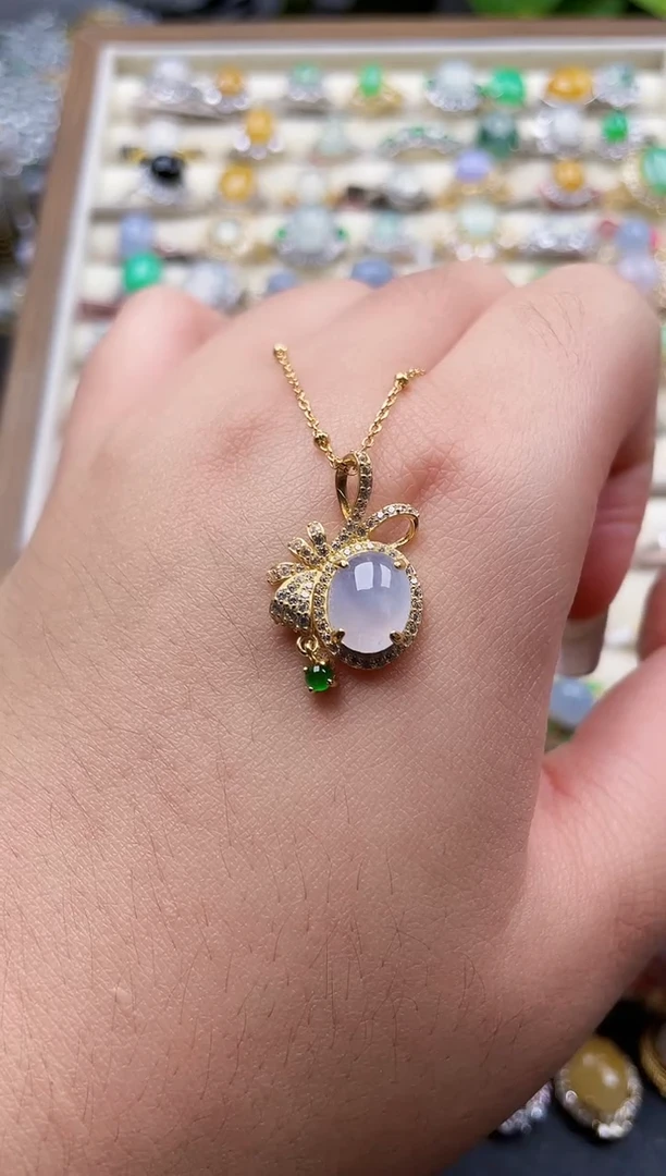 吊坠(不含链)银S925镶嵌翡翠145