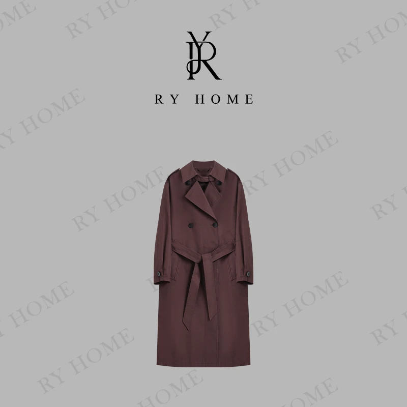 【容雨RYHOME】英伦风双排扣系扣长款风衣外套251W2116