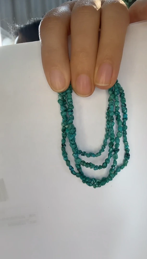 未镶嵌绿松石颈饰绿松石高品质随形玉化料长链