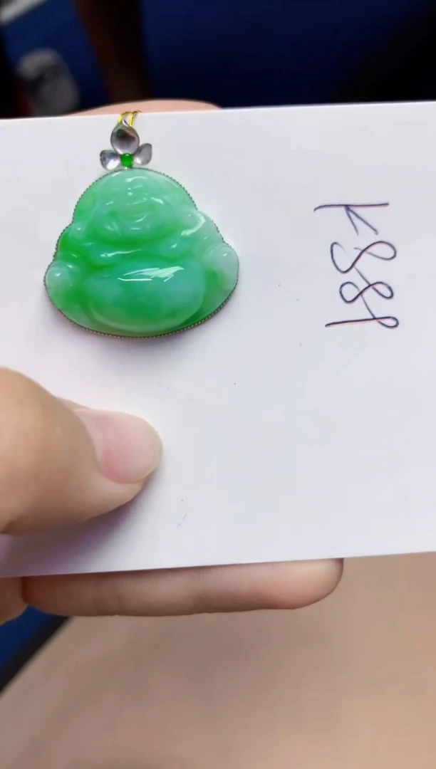 翡翠18K金镶嵌颈饰天然缅甸A货翡翠