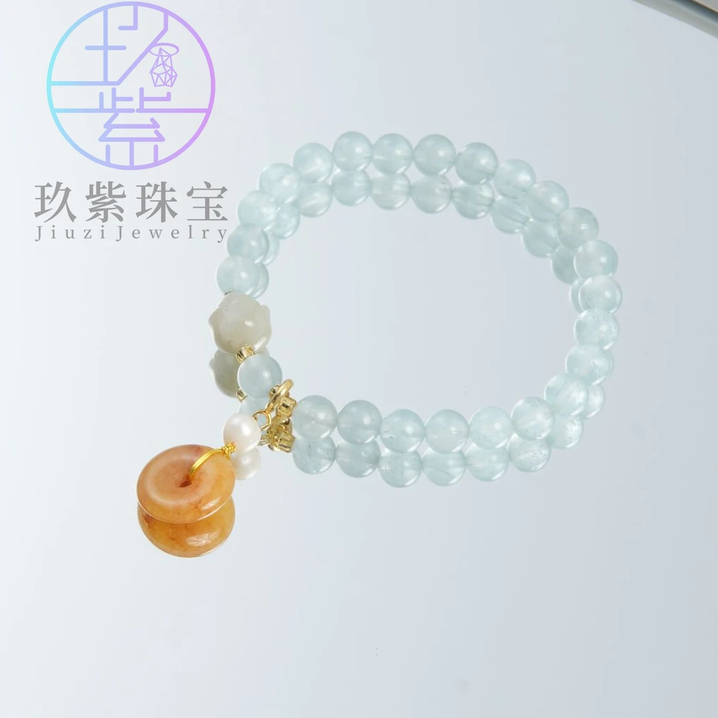 郁金香海蓝宝水晶手串平安扣灯笼气质手串多样性发货