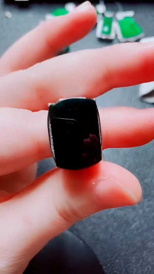 银S925镶嵌戒指翡翠翡翠