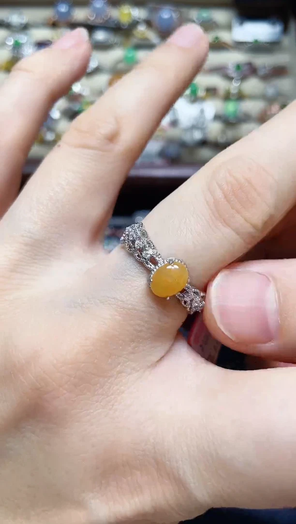 翡翠戒指银S925镶嵌 -缅料