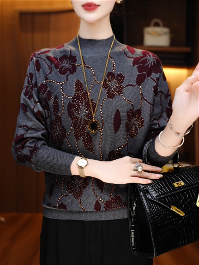 秋季新款澳绒针织毛衣长袖百搭弹力舒适保暖V25Q1322