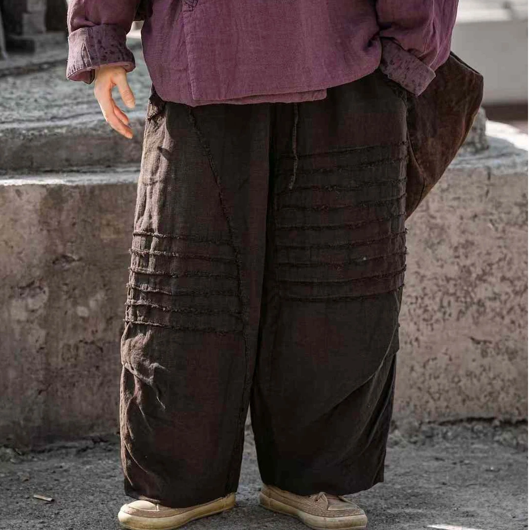 【大漂亮推荐】麻依者2024年冬季新款休闲百搭长款保暖棉裤#014