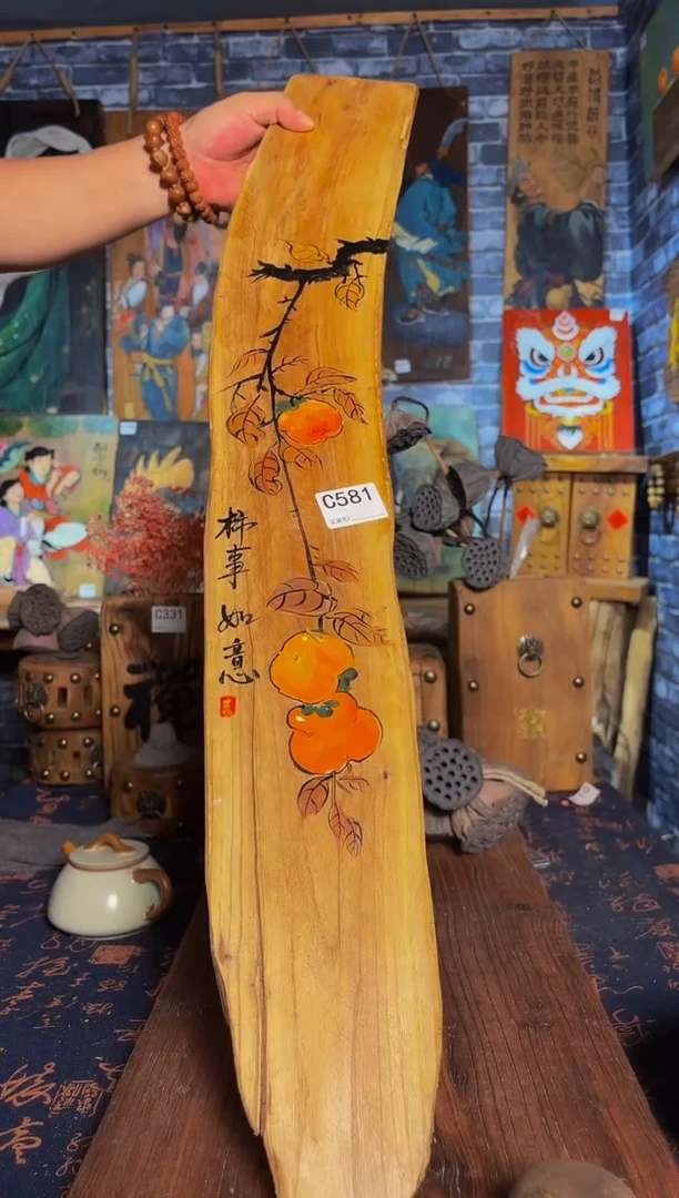 风化老门板丙烯画