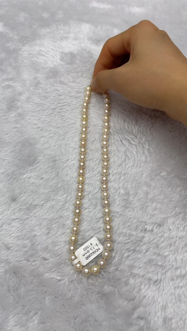 海水珍珠银S925镶嵌项链AK羽皇金7.5-8mm